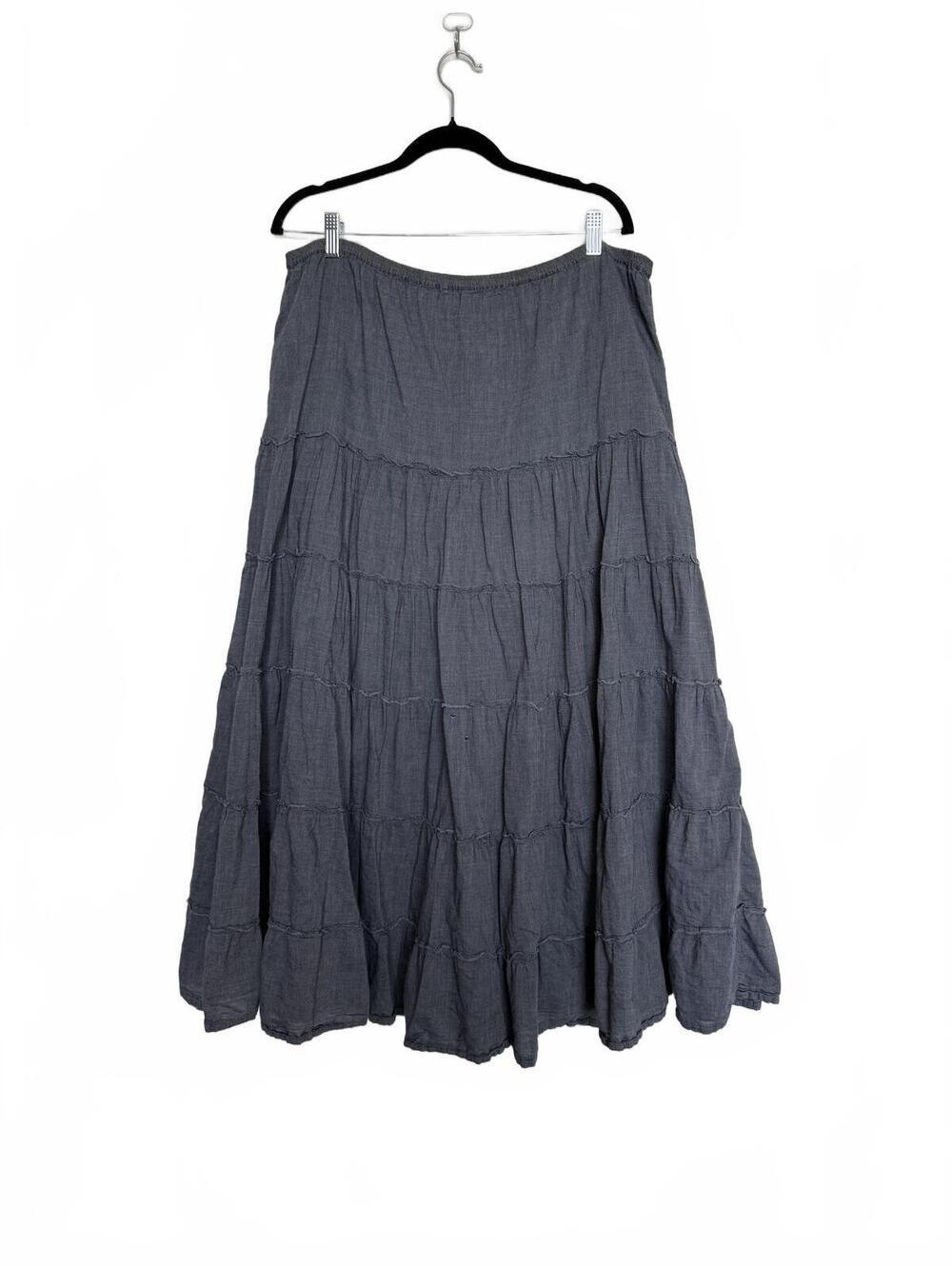 Denim Tiered Peasant Cotton Skirt Size L - Picture 5 of 5